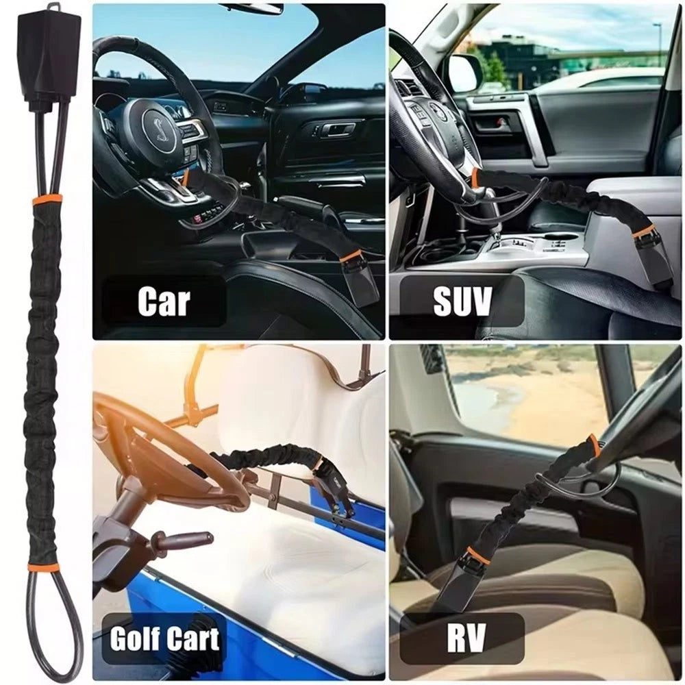 Heavy-Duty Adjustable Vehicle Steering Wheel & Seat Belt Security Lock