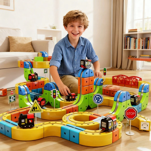 167-Piece Magnetic Rail & Electric Car Track Set – Kids’ Racing Train Toy