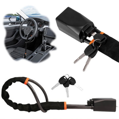 Heavy-Duty Adjustable Vehicle Steering Wheel & Seat Belt Security Lock