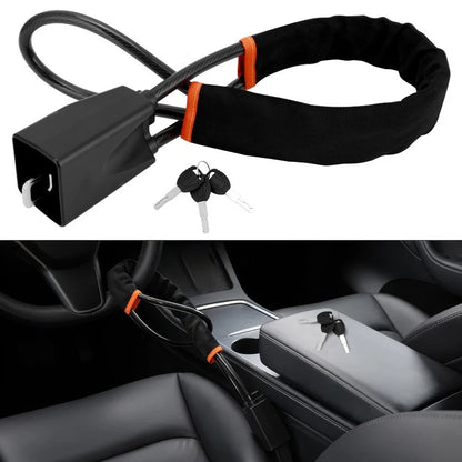 Heavy-Duty Adjustable Vehicle Steering Wheel & Seat Belt Security Lock