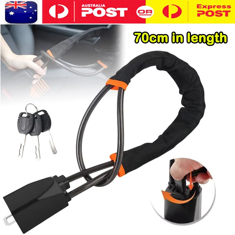 Heavy-Duty Adjustable Vehicle Steering Wheel & Seat Belt Security Lock