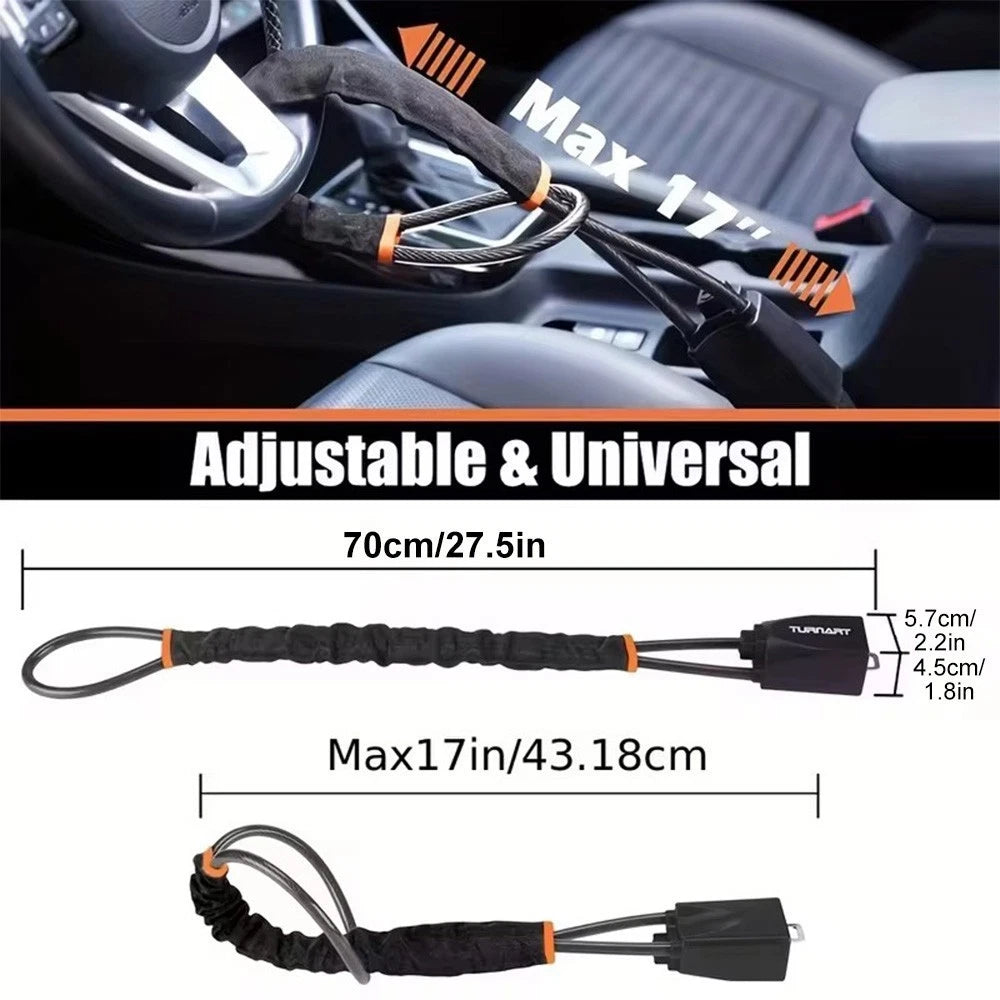 Heavy-Duty Adjustable Vehicle Steering Wheel & Seat Belt Security Lock